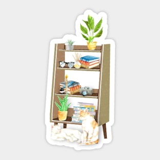 Cat & Book Lover Watercolor Sticker